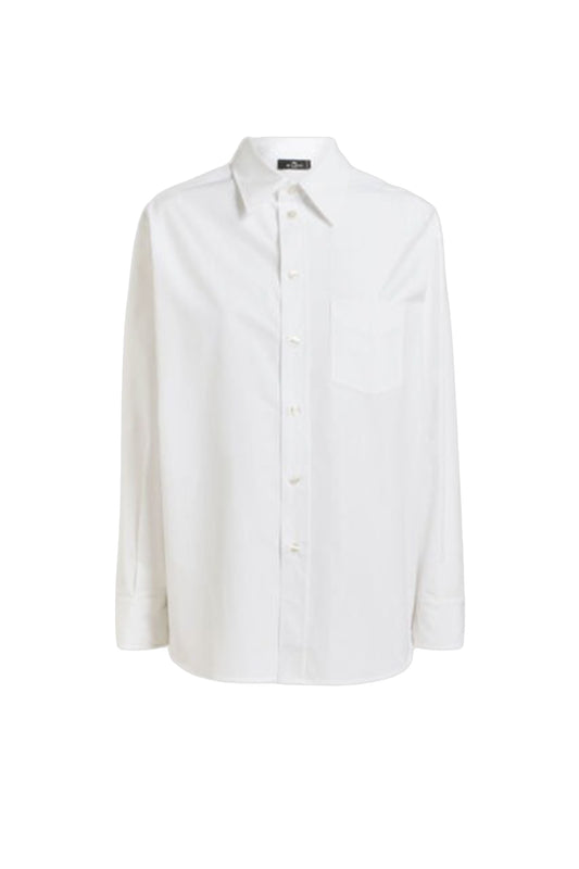 Cotton Silk Shirt with Printed Back