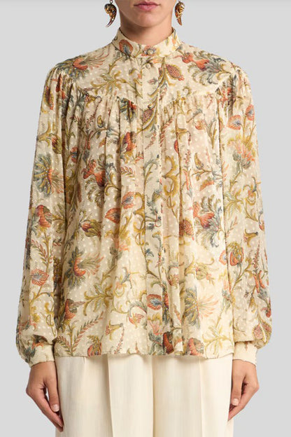 Flared Shirt with Pleating Detail