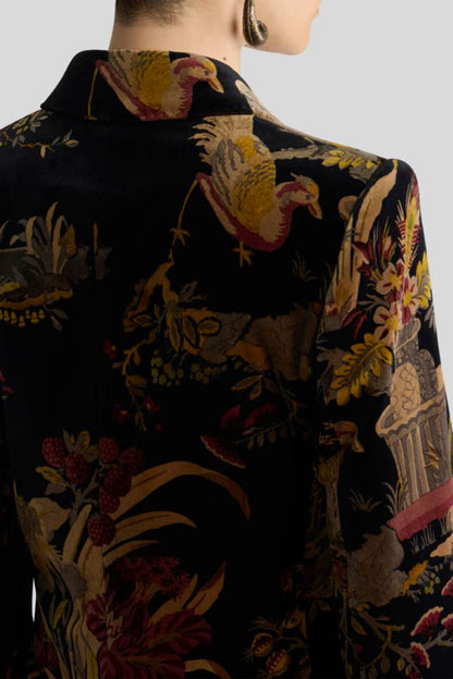 Floral and Animal Print Velvet Jacket