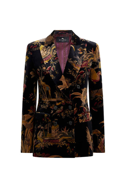 Floral and Animal Print Velvet Jacket