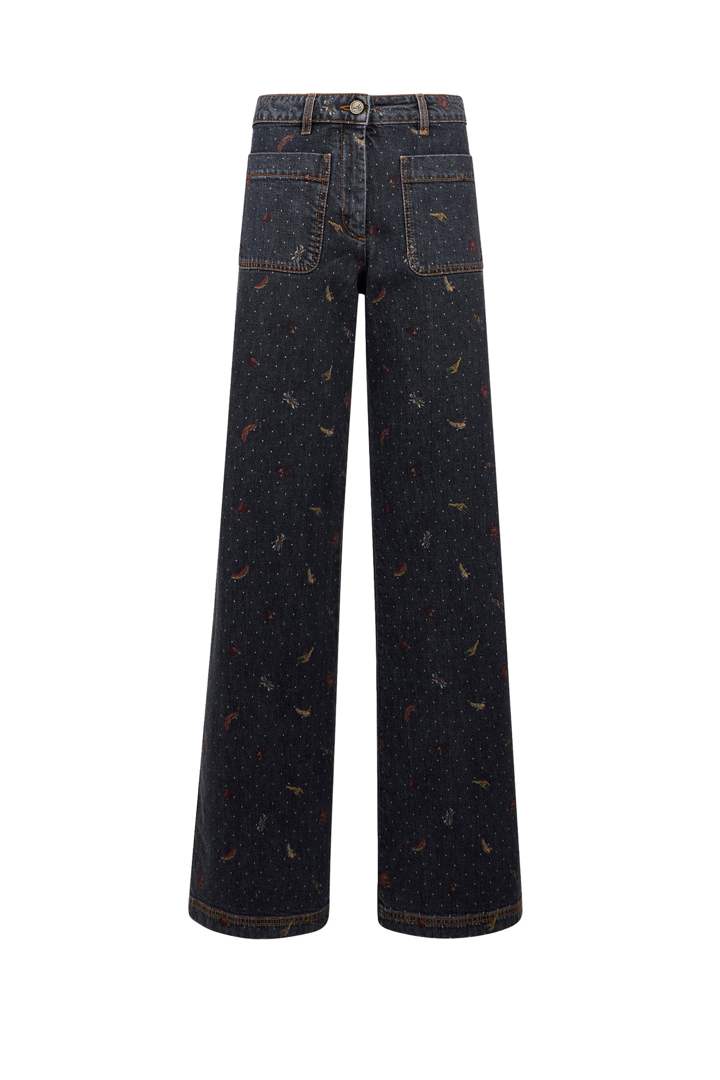 Flower and Animal Motif Jean
