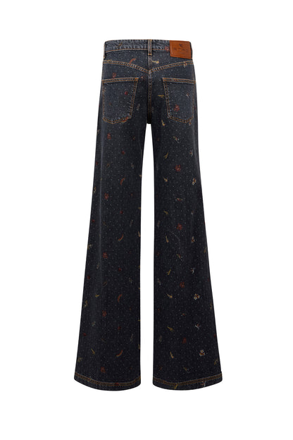 Flower and Animal Motif Jean