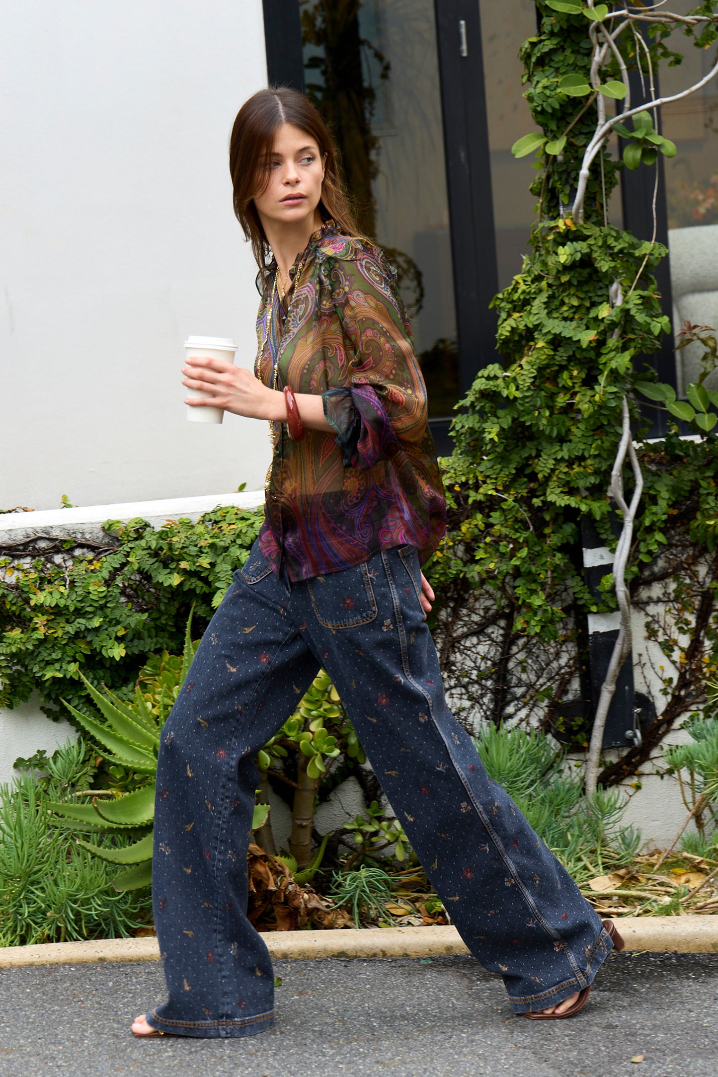Flower and Animal Motif Jean