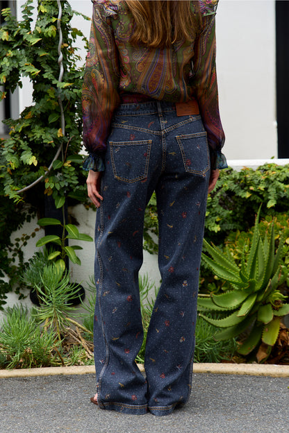 Flower and Animal Motif Jean
