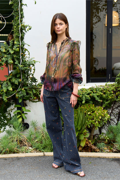Flower and Animal Motif Jean