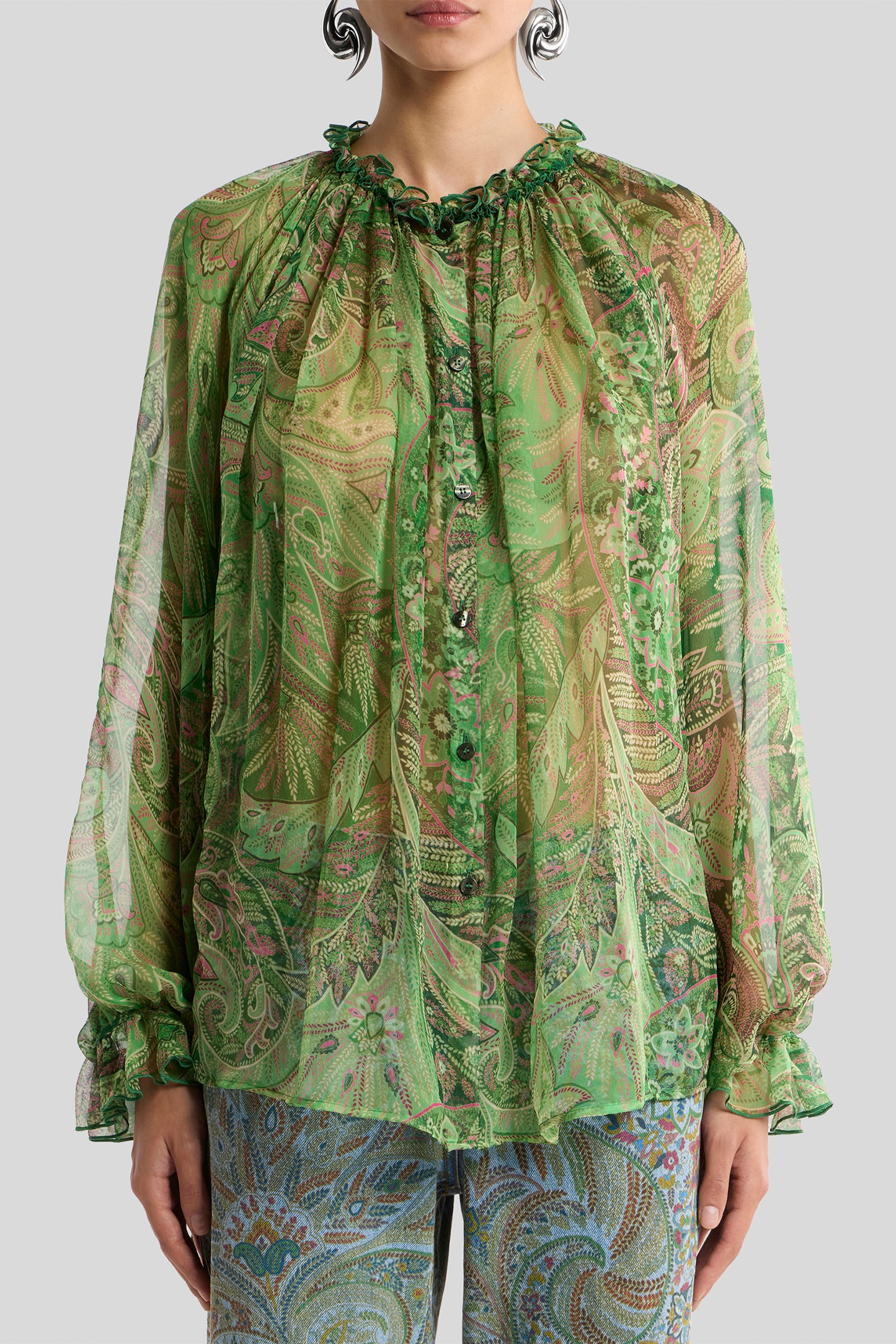 Leafy Paisley Ruffle Top