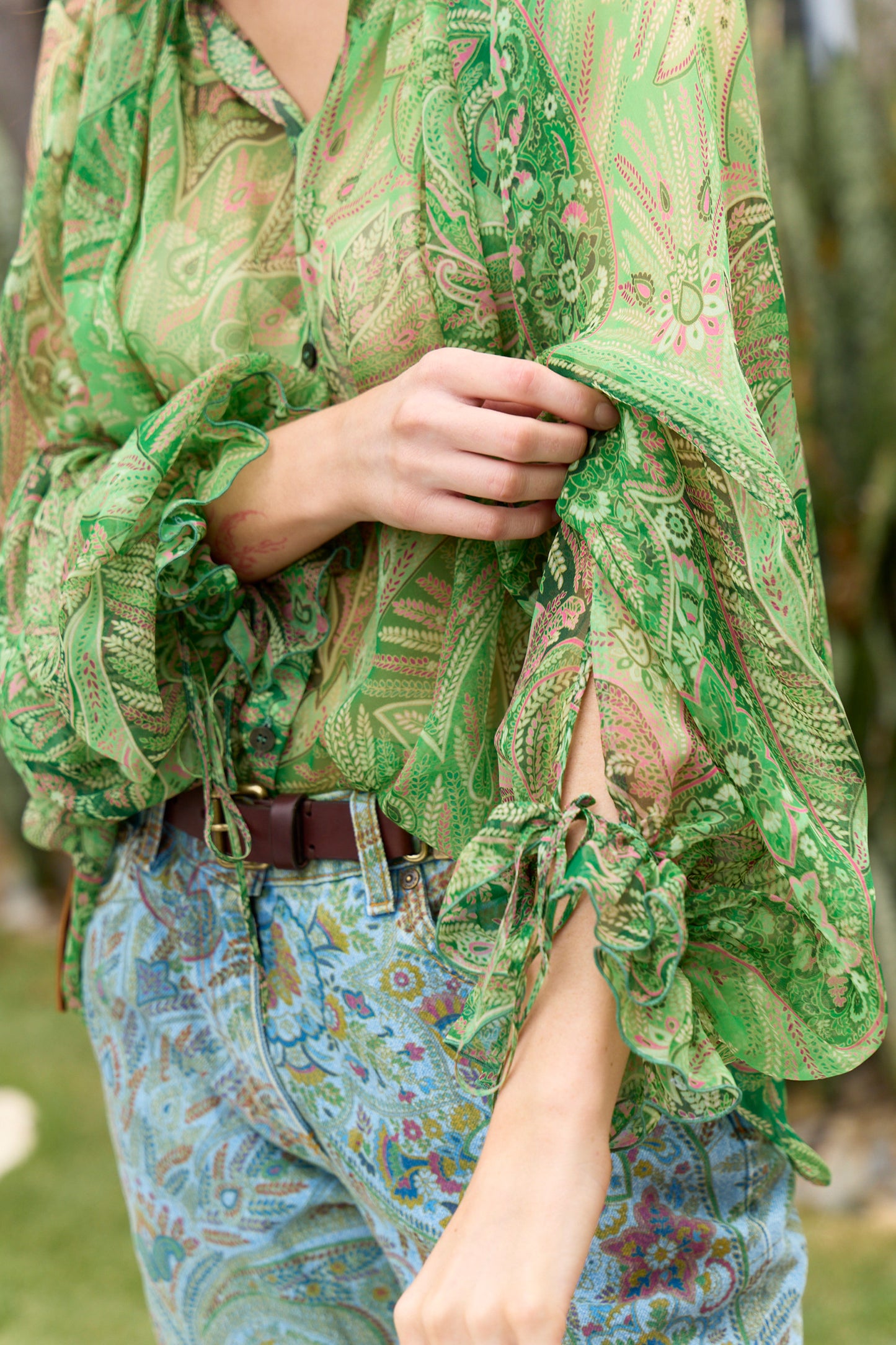 Leafy Paisley Ruffle Top