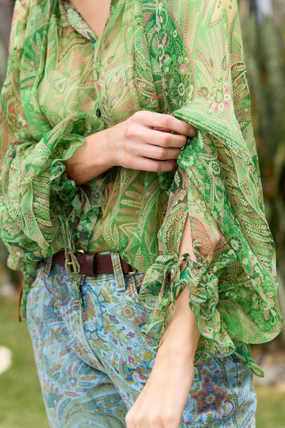 Leafy Paisley Ruffle Top