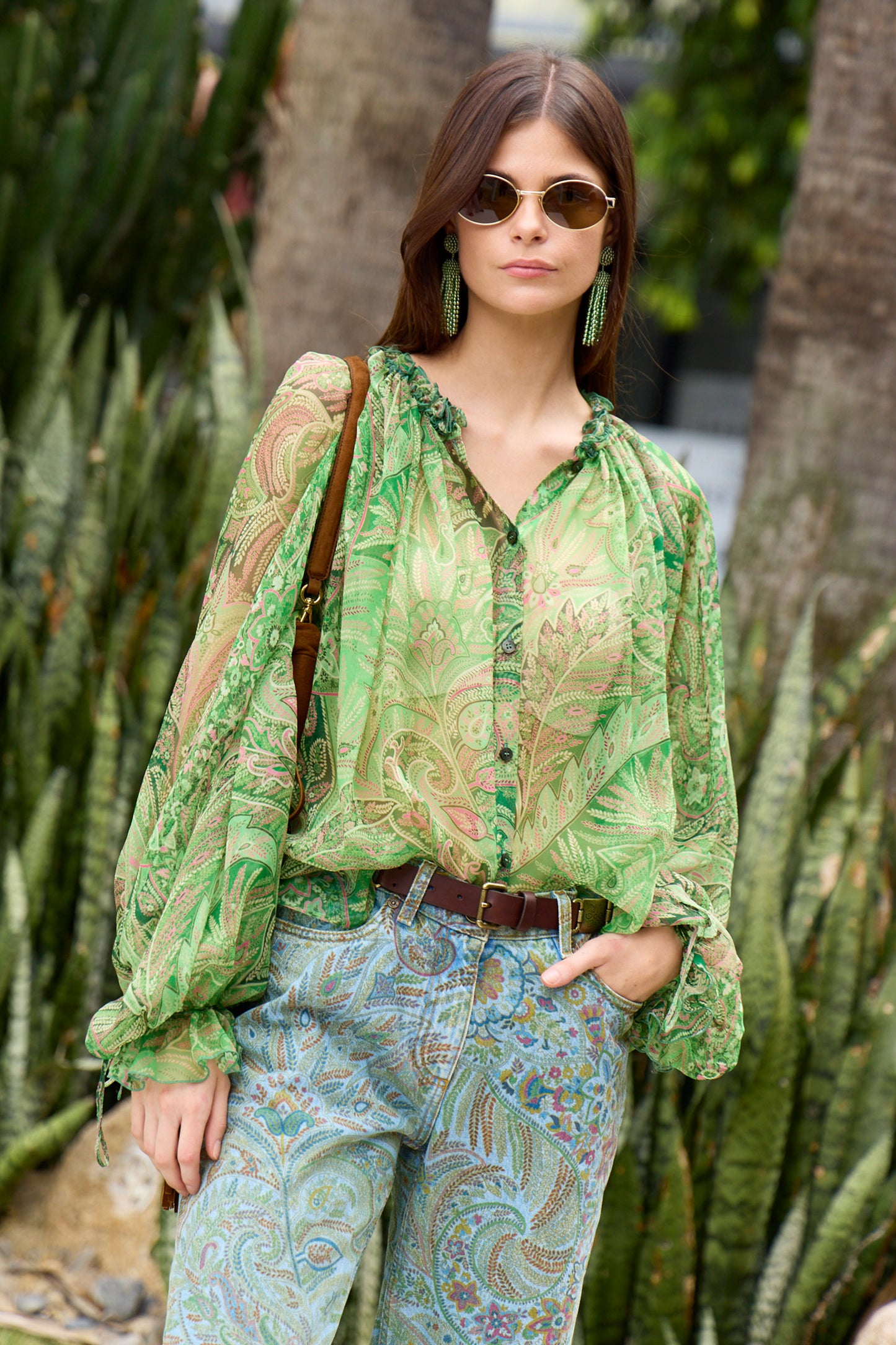Leafy Paisley Ruffle Top