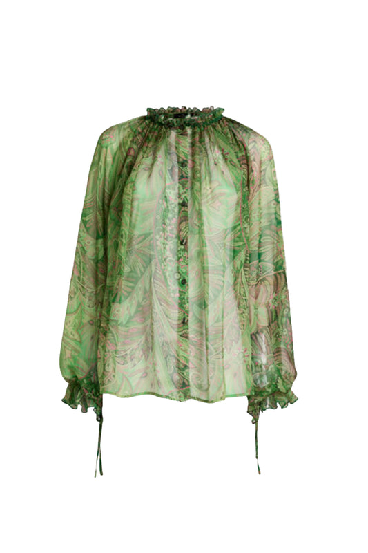 Leafy Paisley Ruffle Top