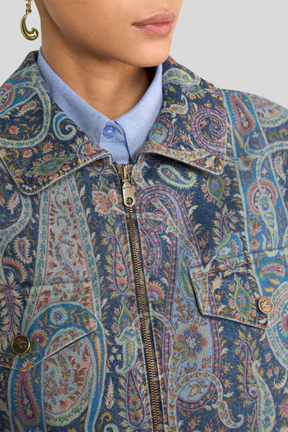 Loose Fit Denim Jacket with Zipper