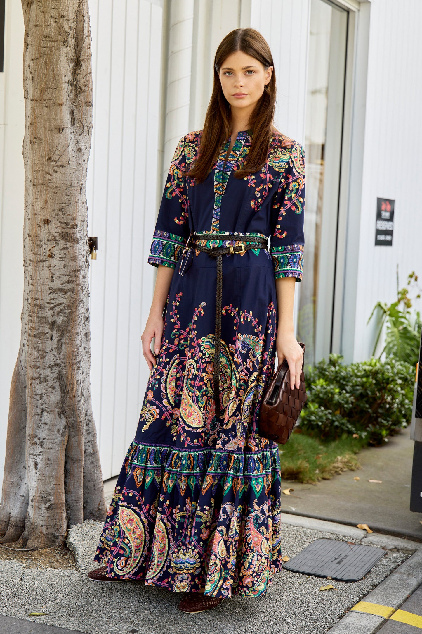 Maxi Shirt Dress with Hem Flounce