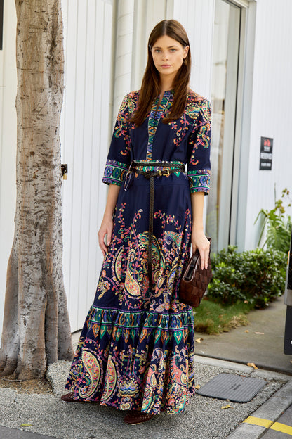 Maxi Shirt Dress with Hem Flounce