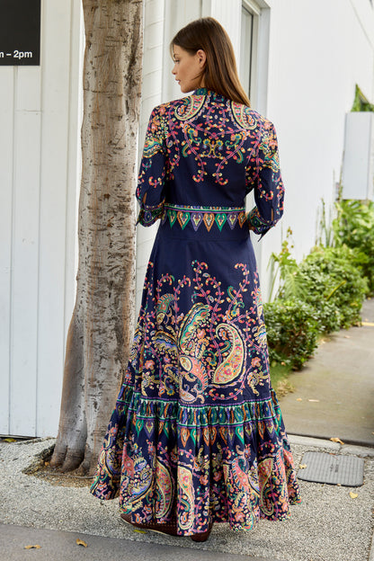 Maxi Shirt Dress with Hem Flounce