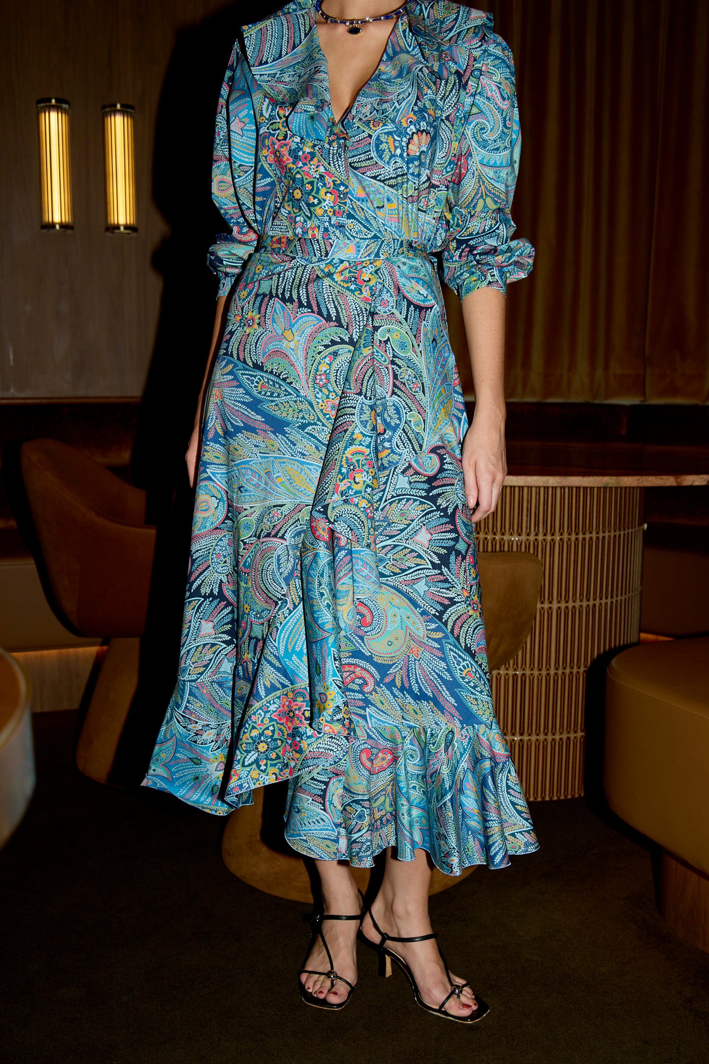 Maxi Wrap Skirt with Hem Flounce