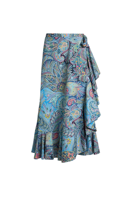 Maxi Wrap Skirt with Hem Flounce