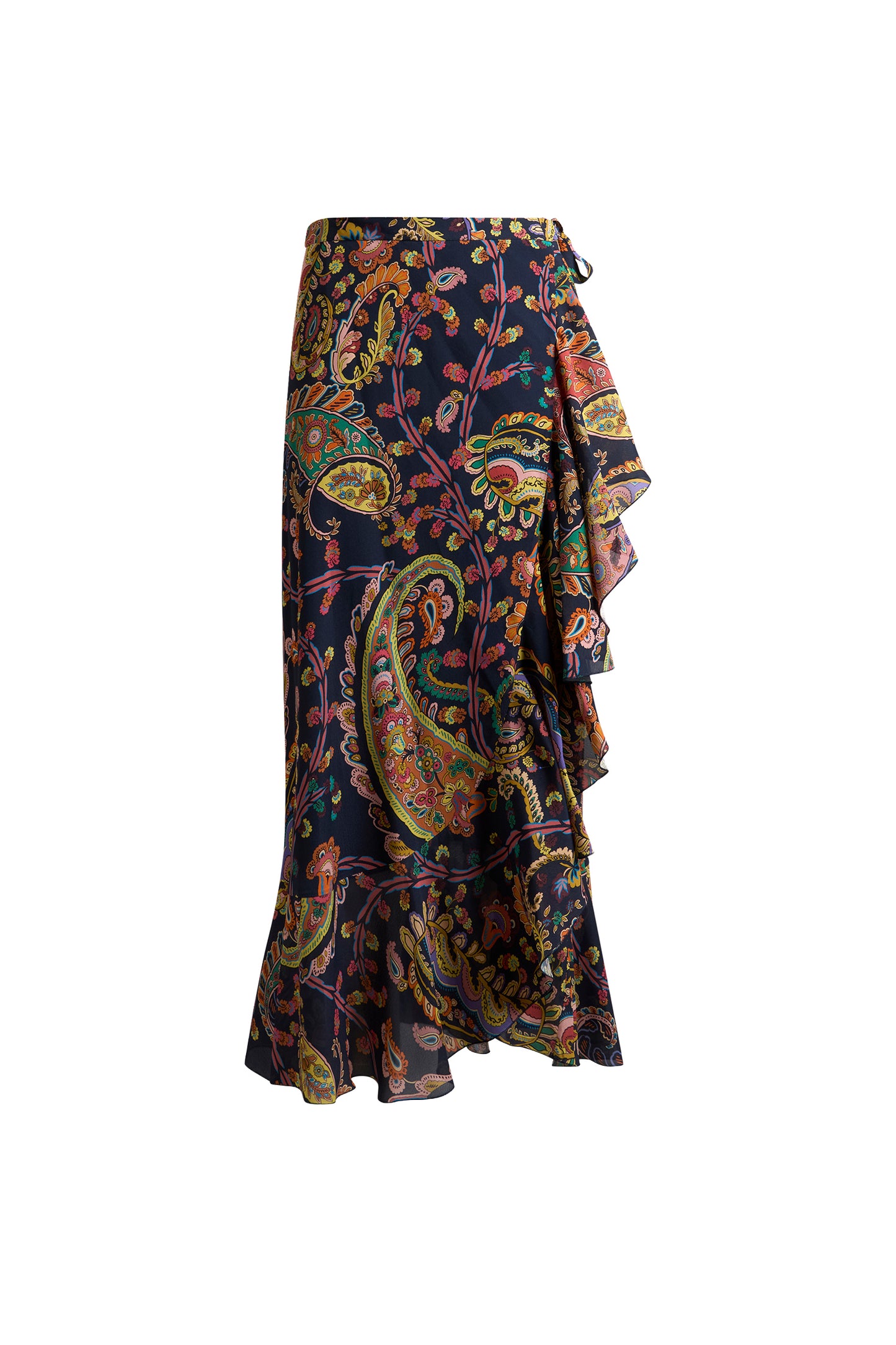 Maxi Wrap Skirt with Hem Flounce