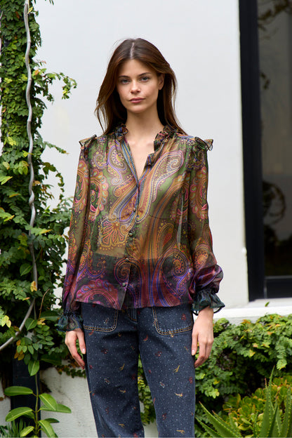 Silk Paisley Print Blouse