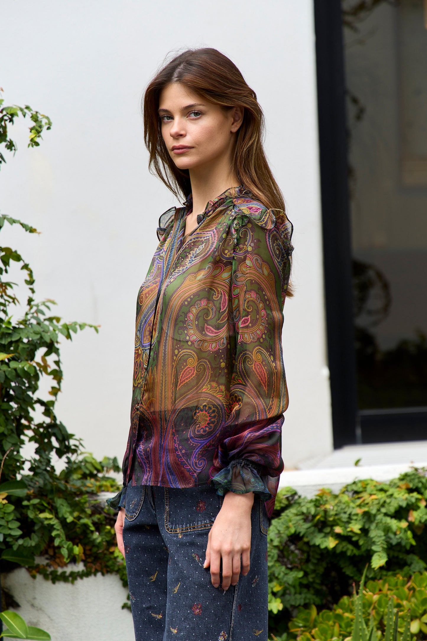 Silk Paisley Print Blouse