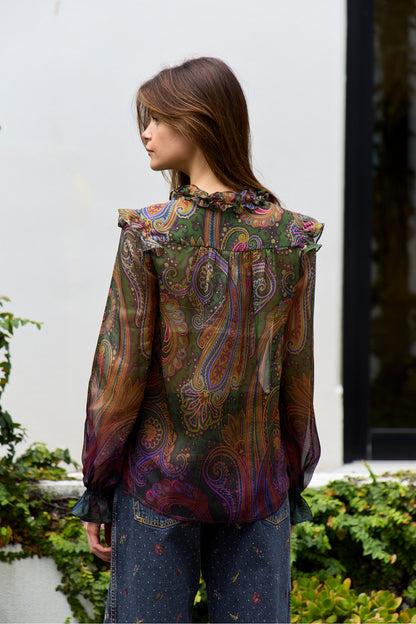 Silk Paisley Print Blouse