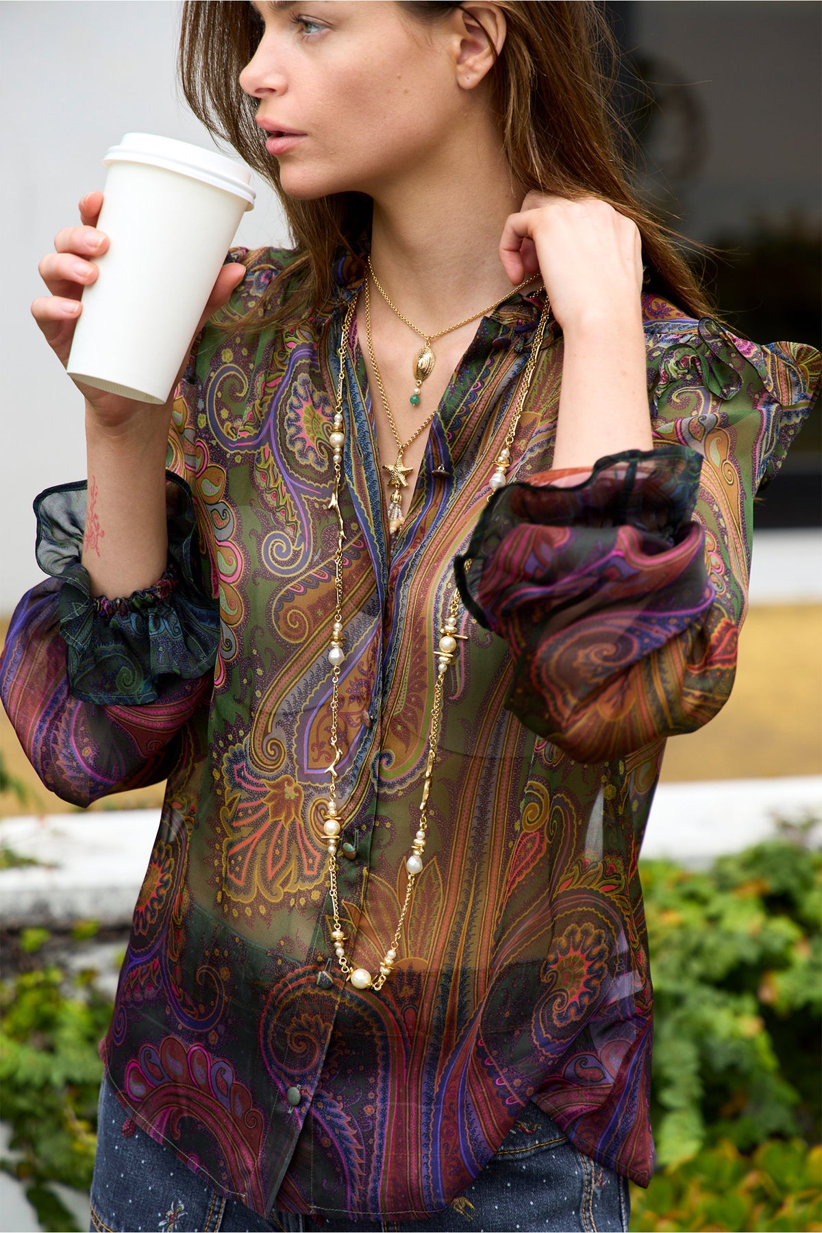 Silk Paisley Print Blouse