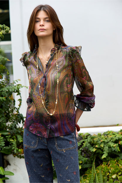 Silk Paisley Print Blouse