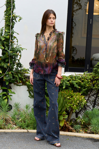 Silk Paisley Print Blouse