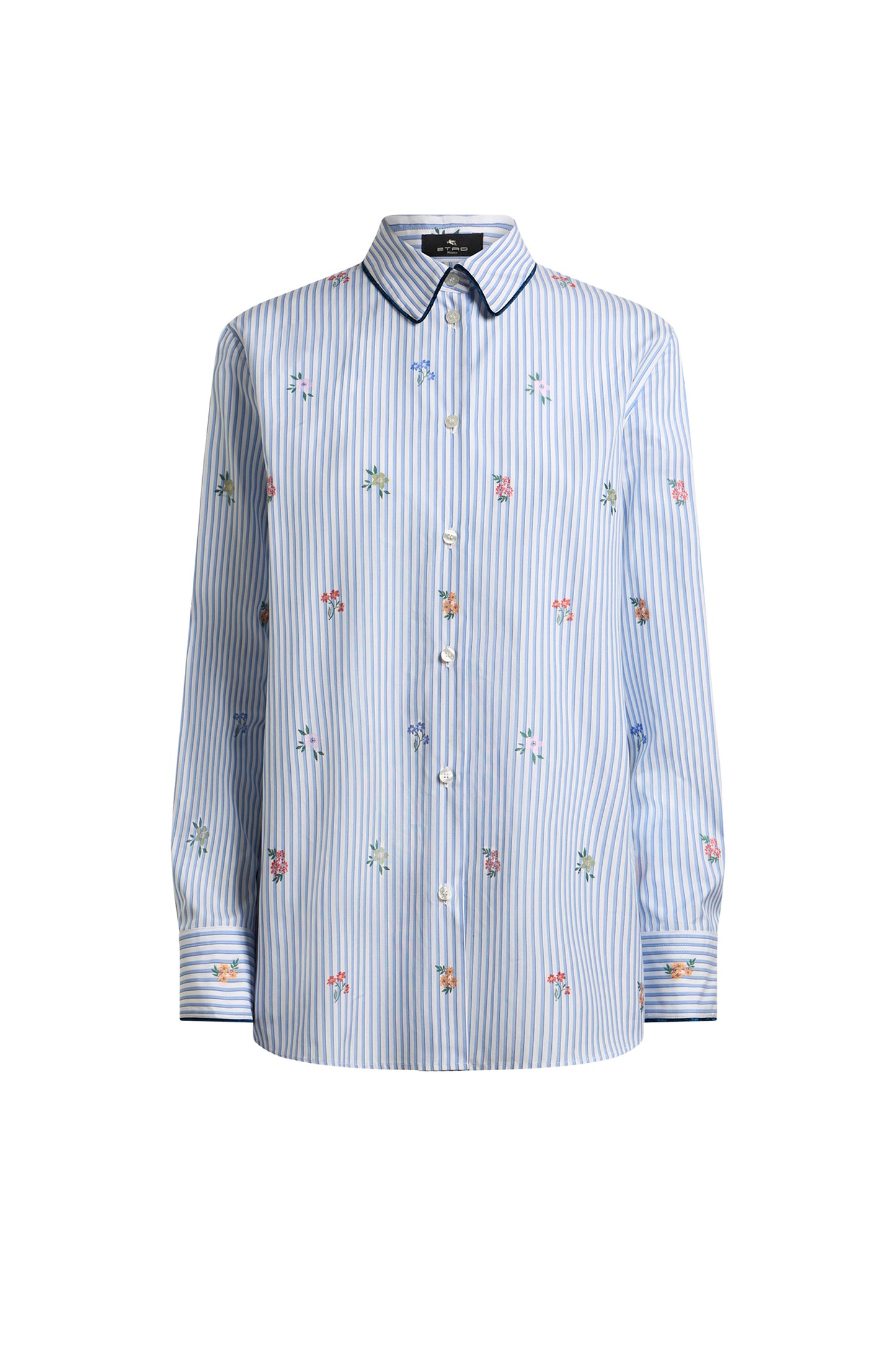 Stripe Flower Motif Shirt