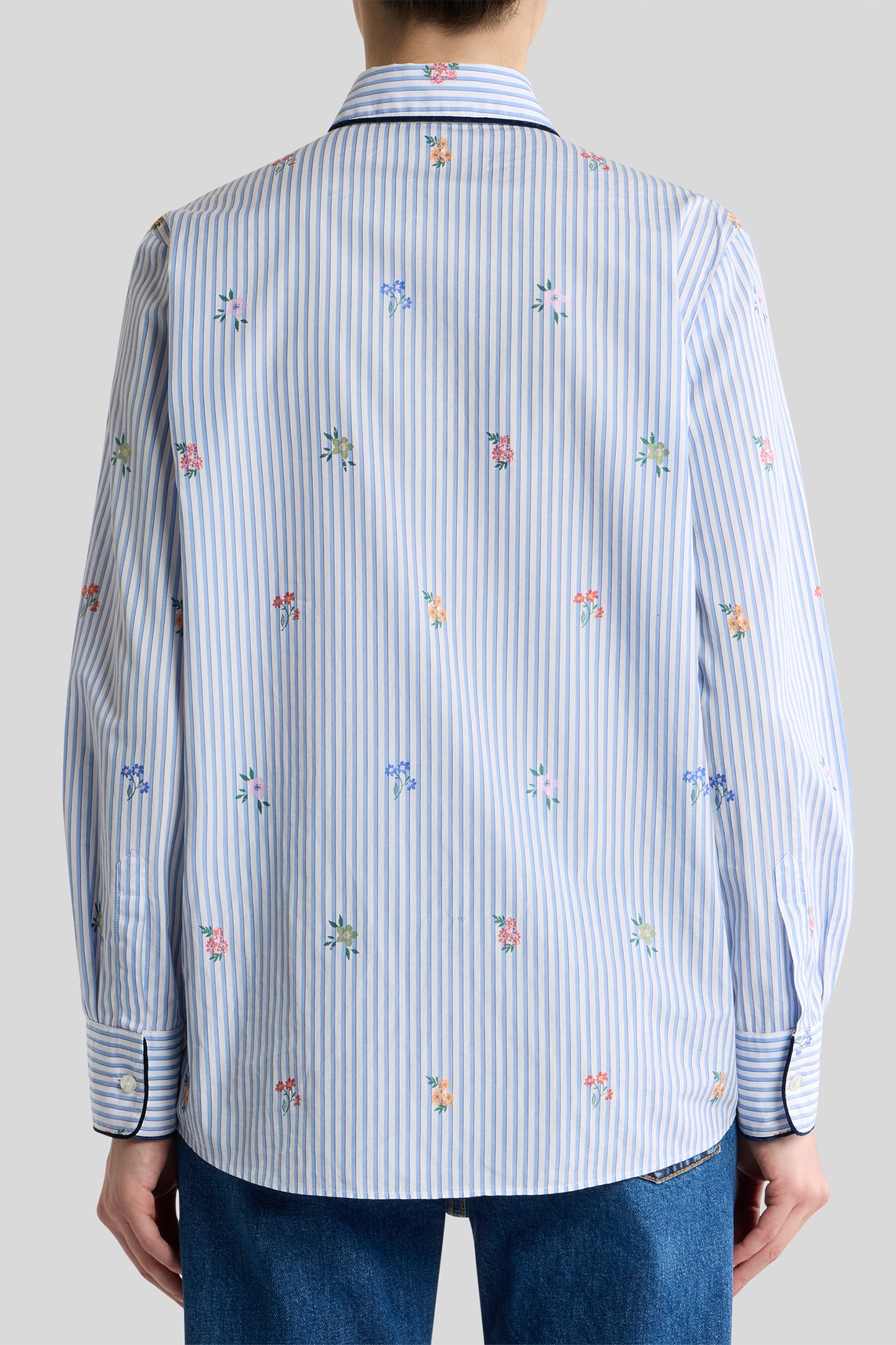 Stripe Flower Motif Shirt