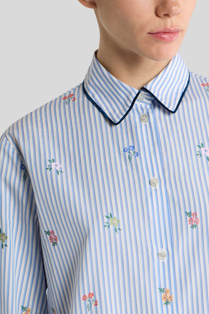 Stripe Flower Motif Shirt