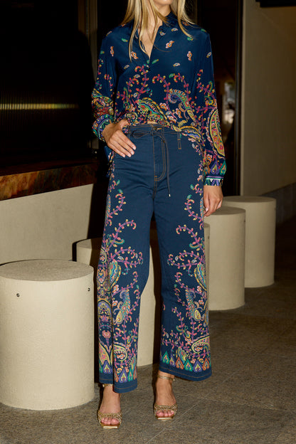 Wide Leg High-Waisted Jeans with Belt