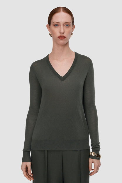 V-Neck L/S Cashair Sweater