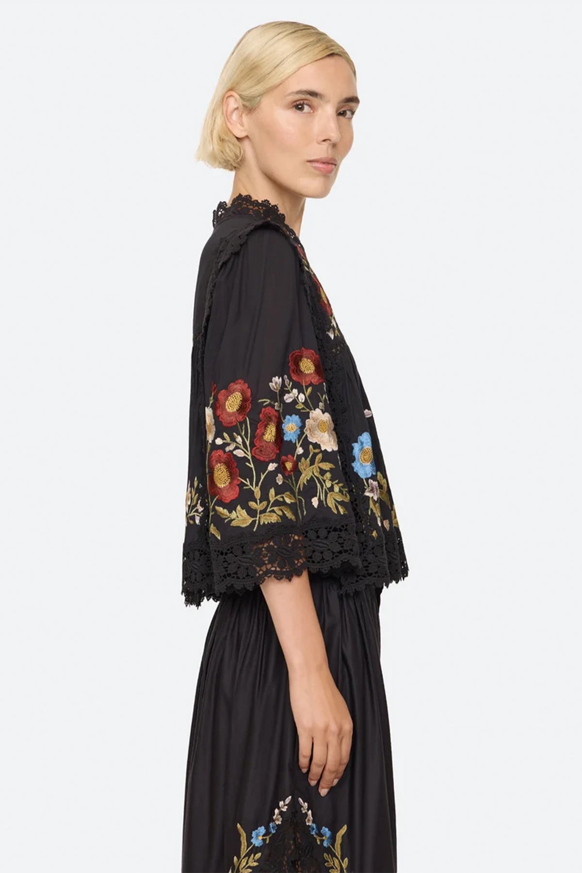 Ruwa Embroidered V-Neck Top