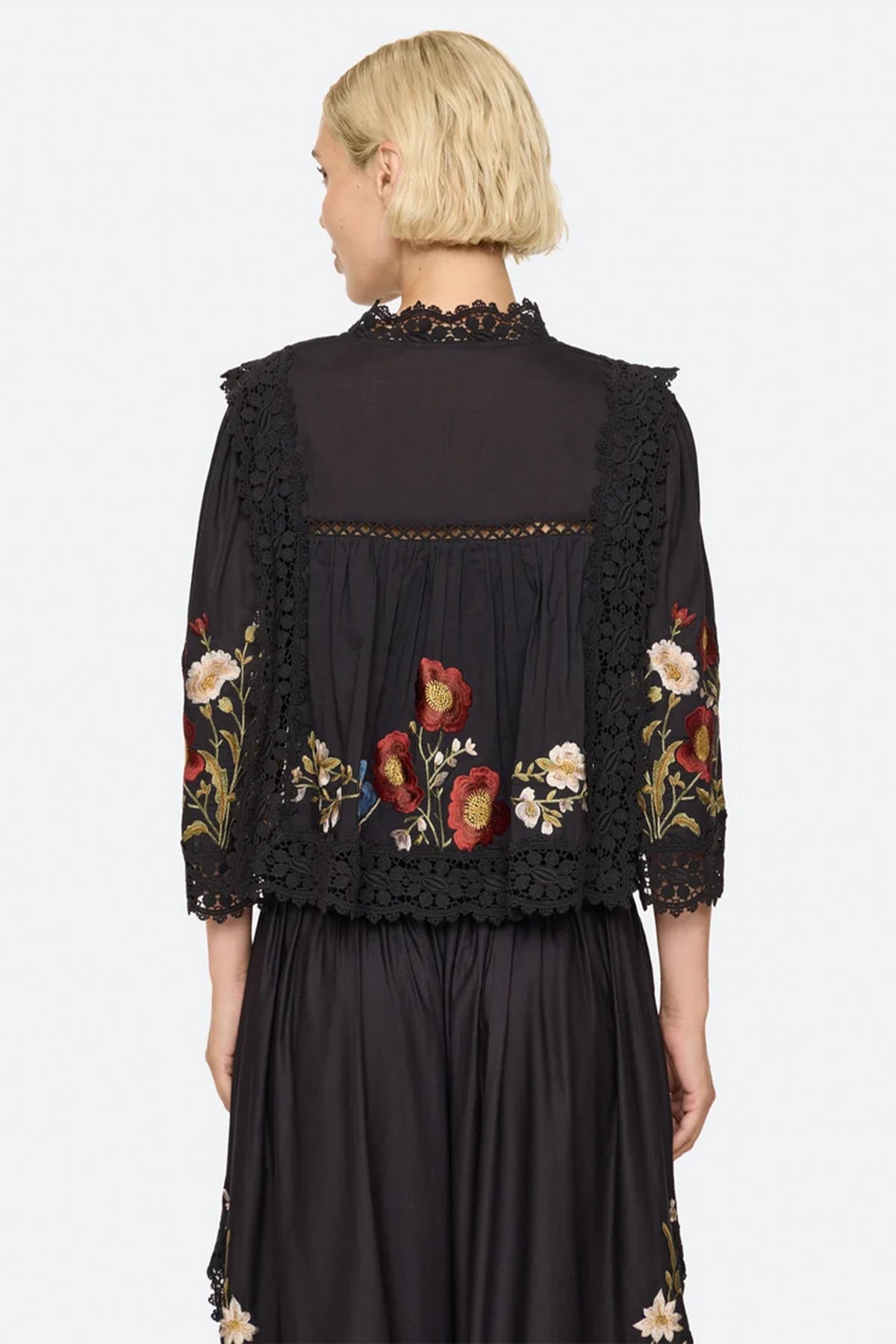 Ruwa Embroidered V-Neck Top