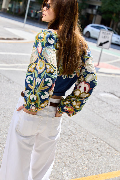 Wilhelminia Embroidered L/SLV Top