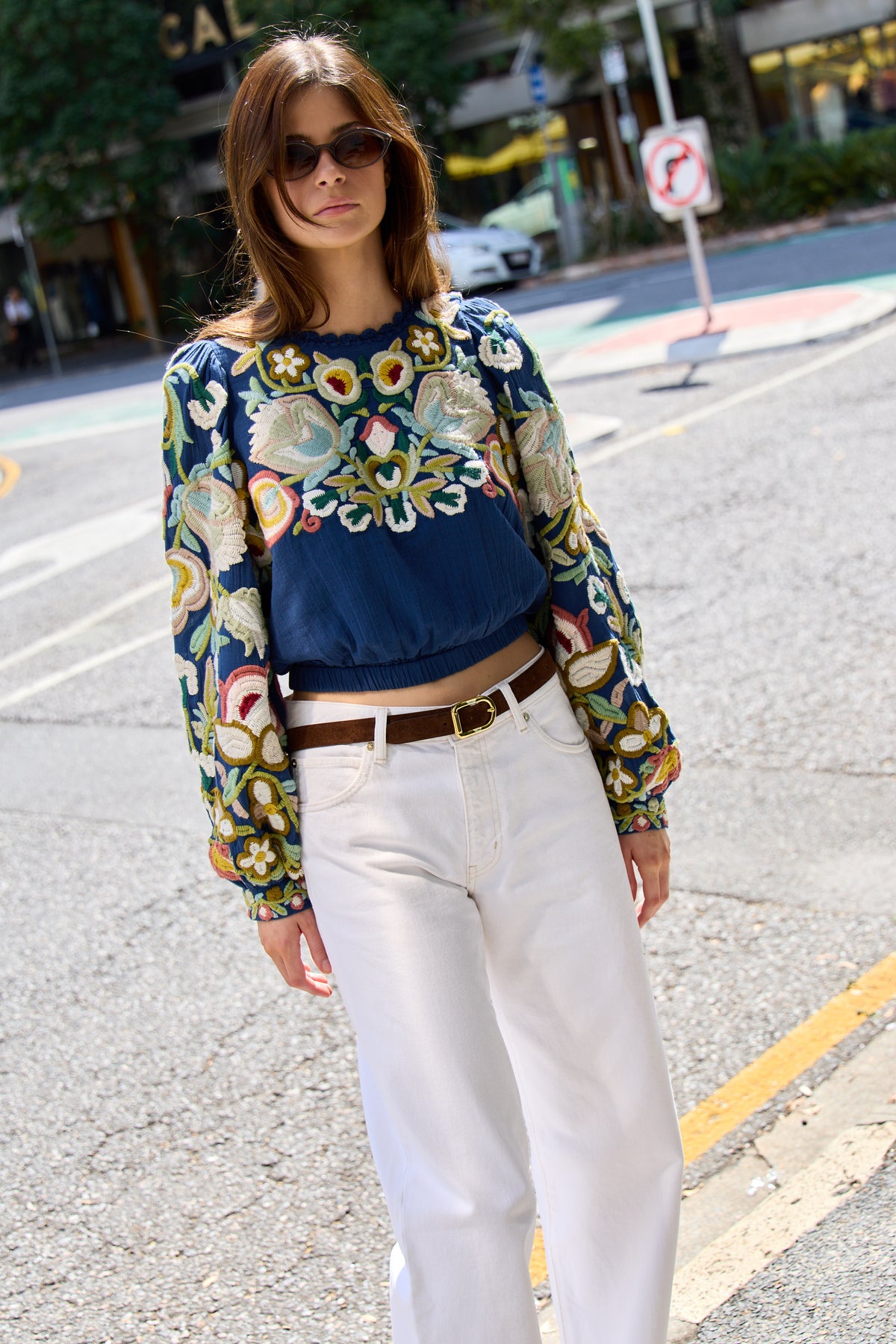 Wilhelminia Embroidered L/SLV Top