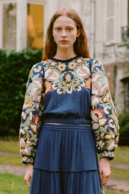 Wilhelminia Embroidered L/SLV Top