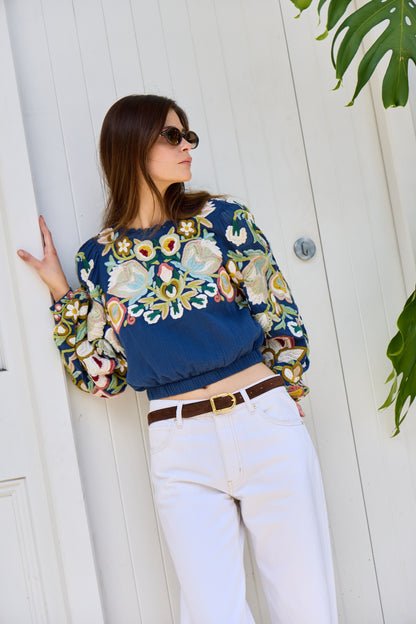 Wilhelminia Embroidered L/SLV Top