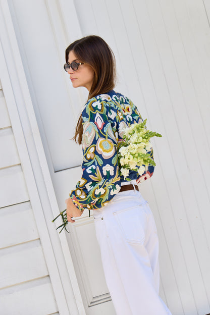 Wilhelminia Embroidered L/SLV Top