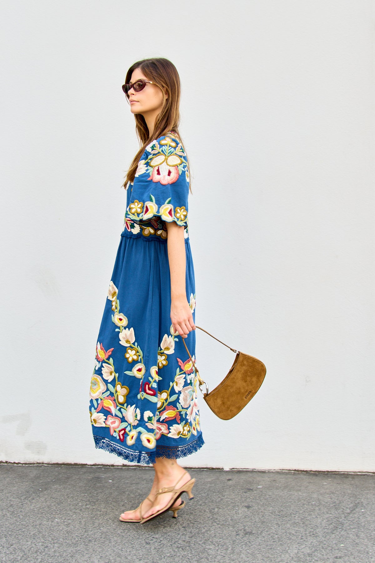 Wilhelminia Embroidered S/SLV Midi Dress