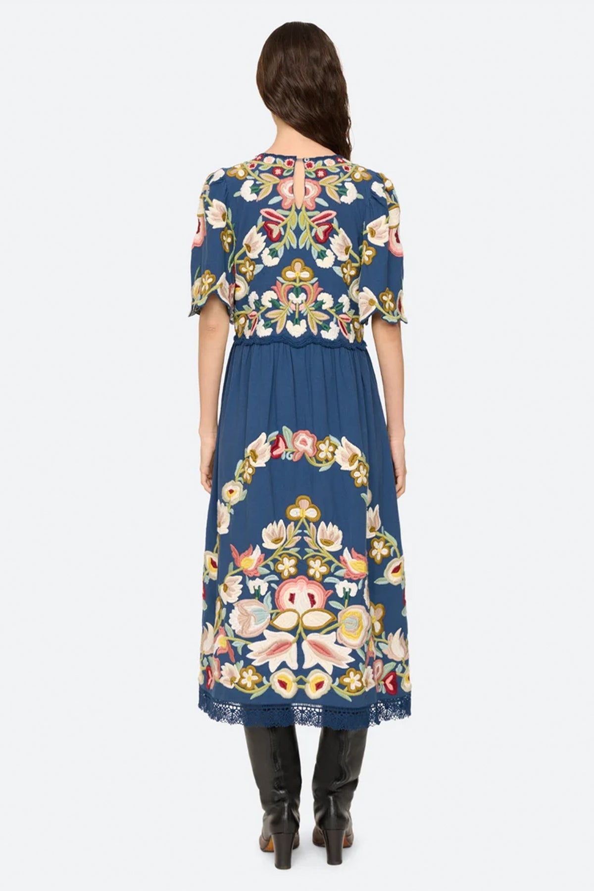 Wilhelminia Embroidered S/SLV Midi Dress