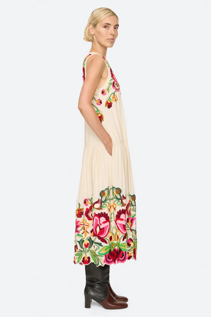 Wilhelminia Embroidered Sleeveless Midi Dress