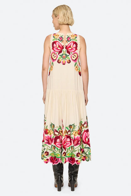 Wilhelminia Embroidered Sleeveless Midi Dress