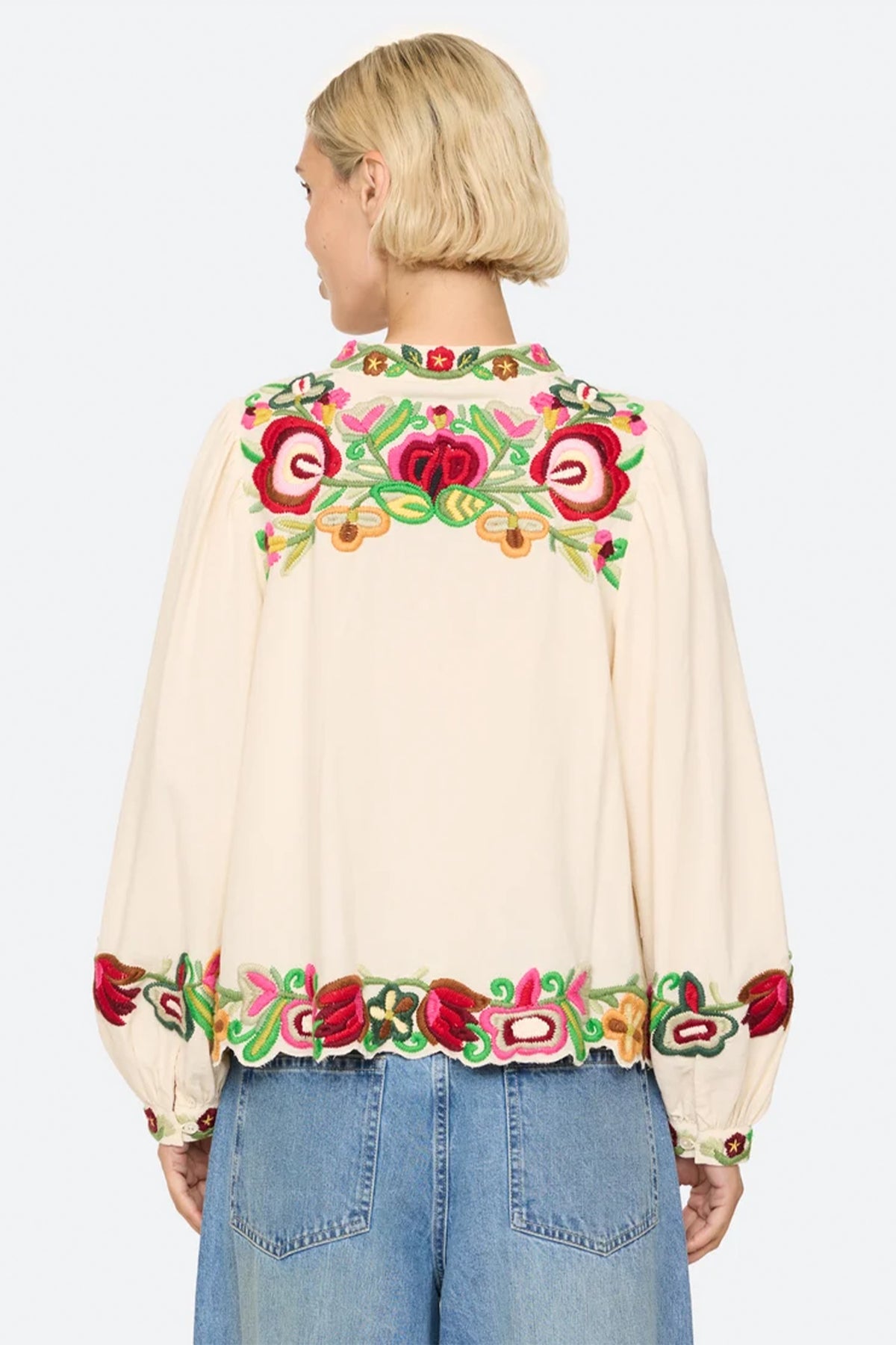 Wilhelminia Embroidered Tie Neck Top