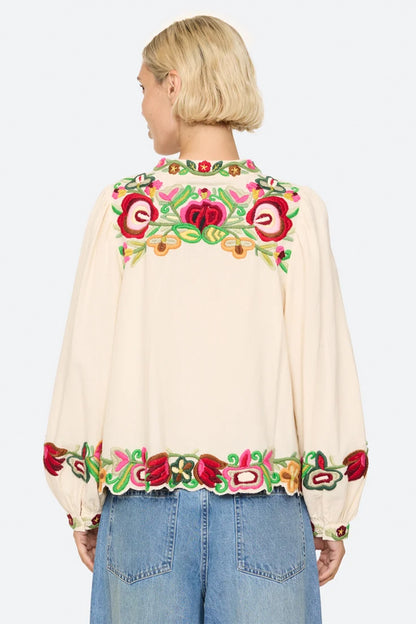 Wilhelminia Embroidered Tie Neck Top