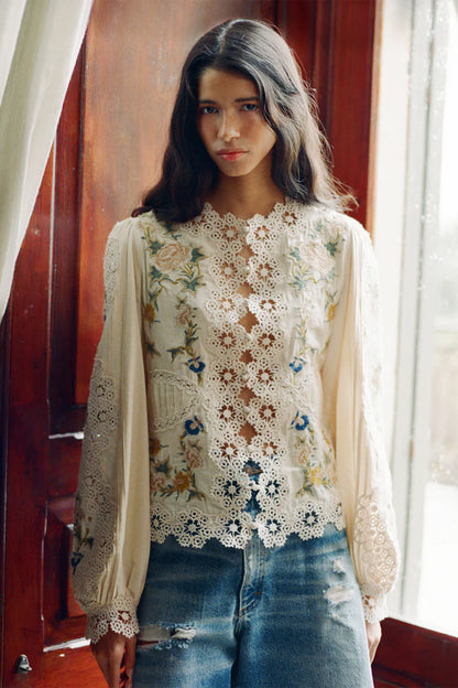 Adonna Emb L/Slv Blouse