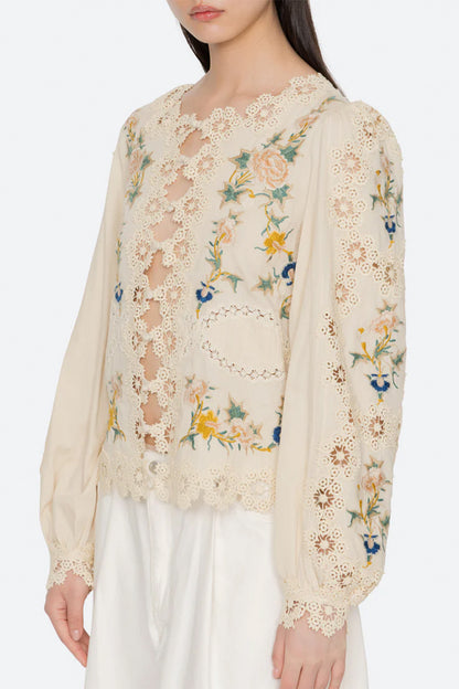 Adonna Emb L/Slv Blouse