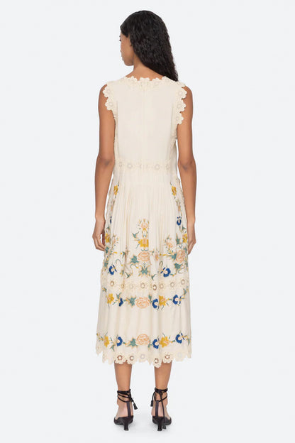 Adonna Emb Slvless Midi Dress