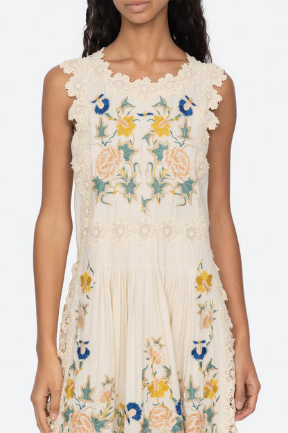 Adonna Emb Slvless Midi Dress