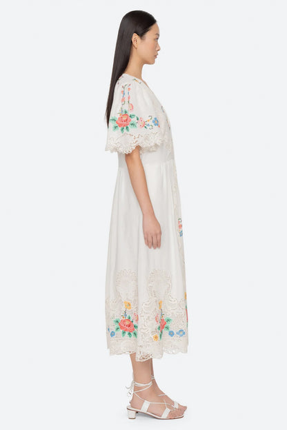 Astrid Embroidery S/Slv Midi Dress